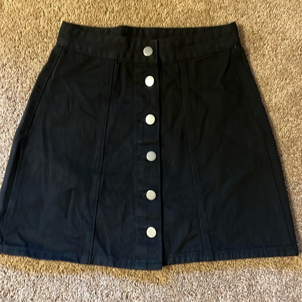 Black denim mini shirt